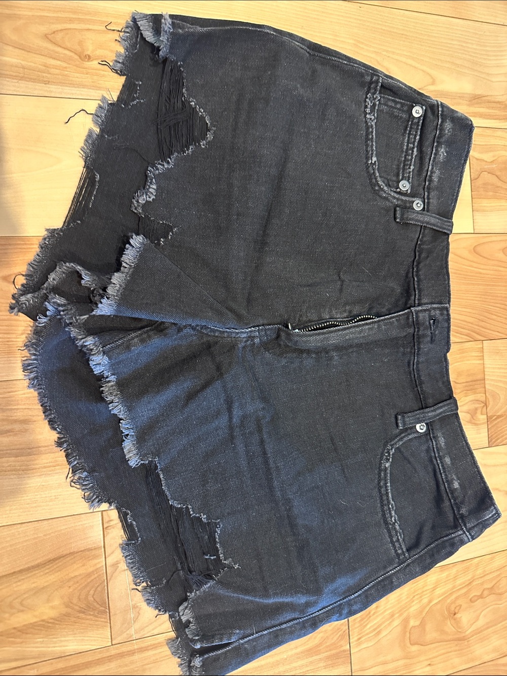 Aerie Black Distressed Denim Women’s Shorts